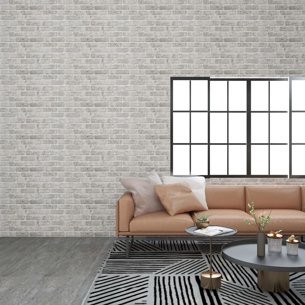 Painéis de parede 3D design tijolos cinzentos-claros 10 pcs EPS