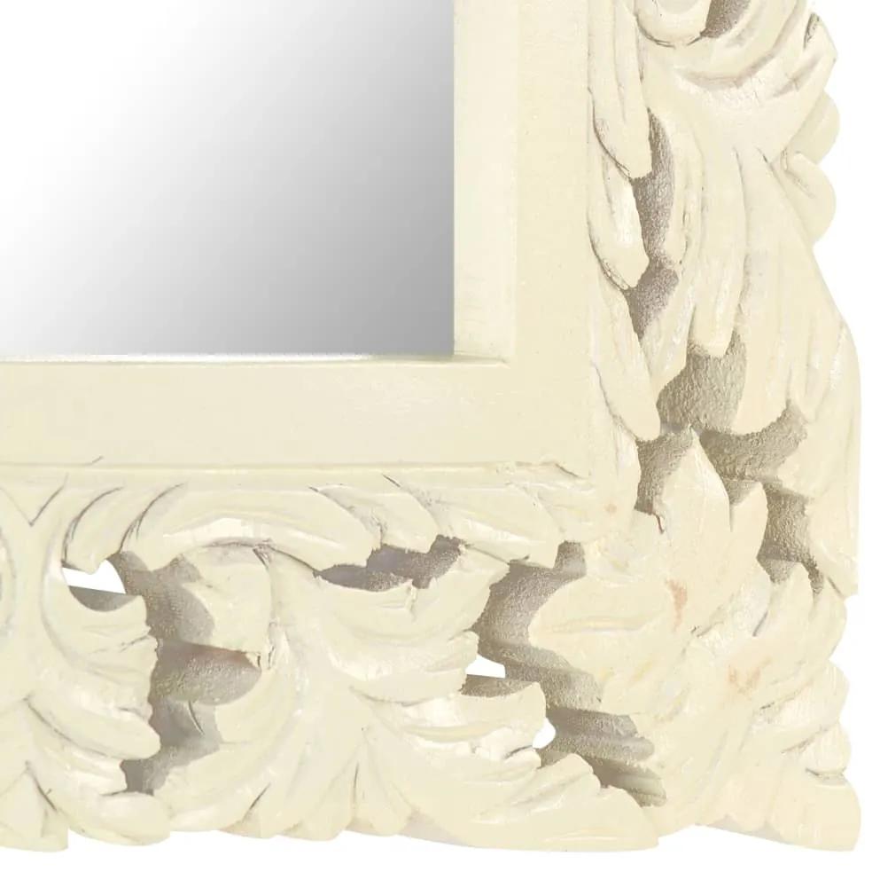 Espelho esculpido à mão 50x50 cm mangueira maciça branco