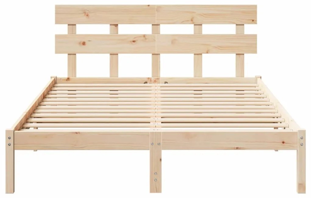 Estrado de Cama com Cabeceira 160x200 cm Madeira Sólida Pinho