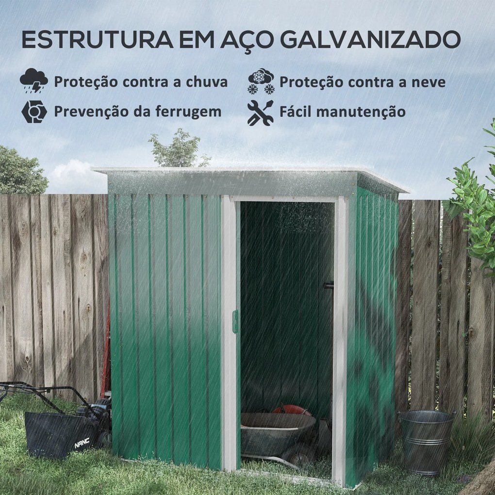 Casetta Verde Chiaro – Abrigo de Jardim Metálico 1,5 m² com Porta de C