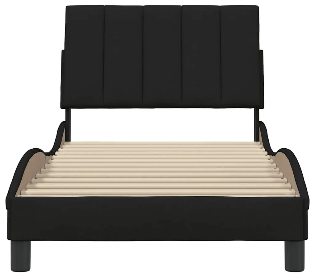 Estrutura de cama sem colchão 90x200 cm tecido preto