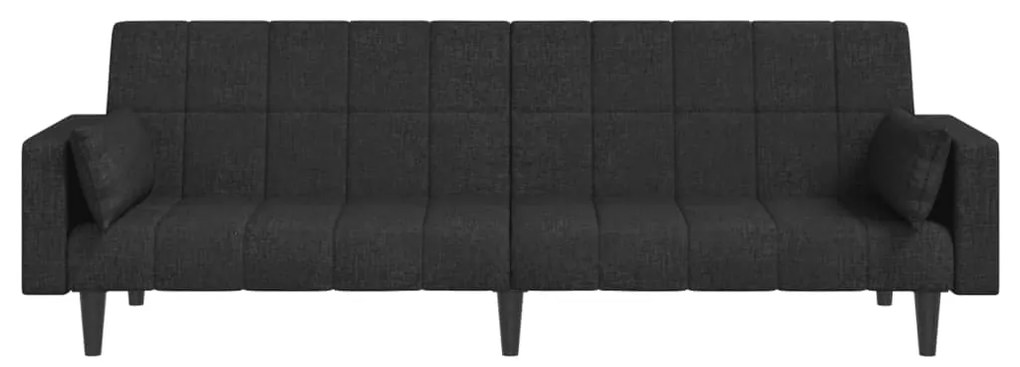 Sofá-cama 2 lugares com duas almofadas tecido preto
