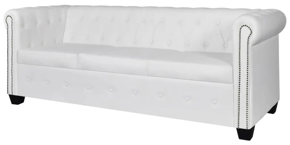 Conjunto sofás Chesterfield 2 + 3 lugares couro artific. branco