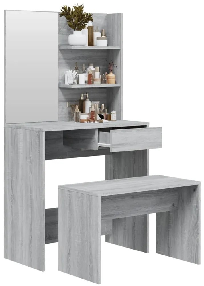 Conjunto toucador 74,5x40x141 cm cor sonoma cinzento