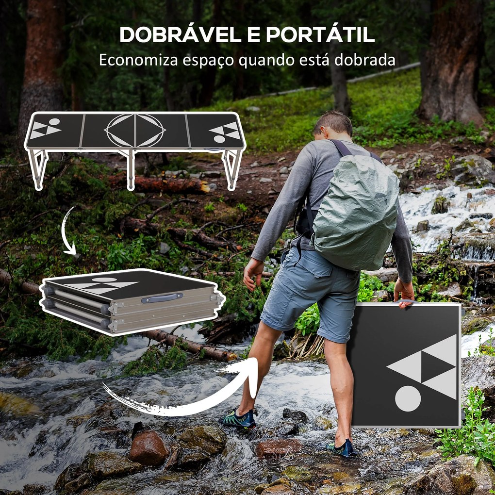 Mesa de Exterior Portátil Mesa de Piquenique Dobrável com Altura Ajust