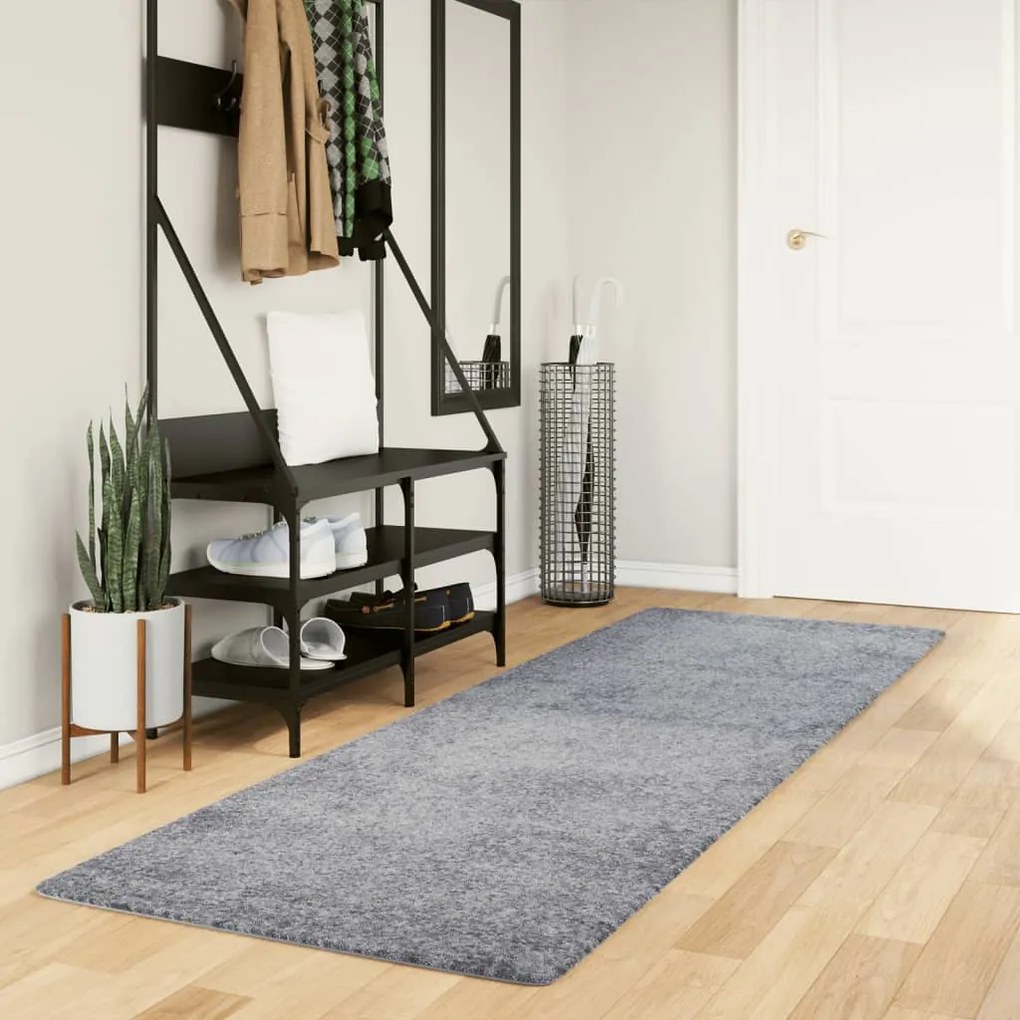 vidaXL Tapete shaggy de pelo alto PAMPLONA 80x250 cm azul