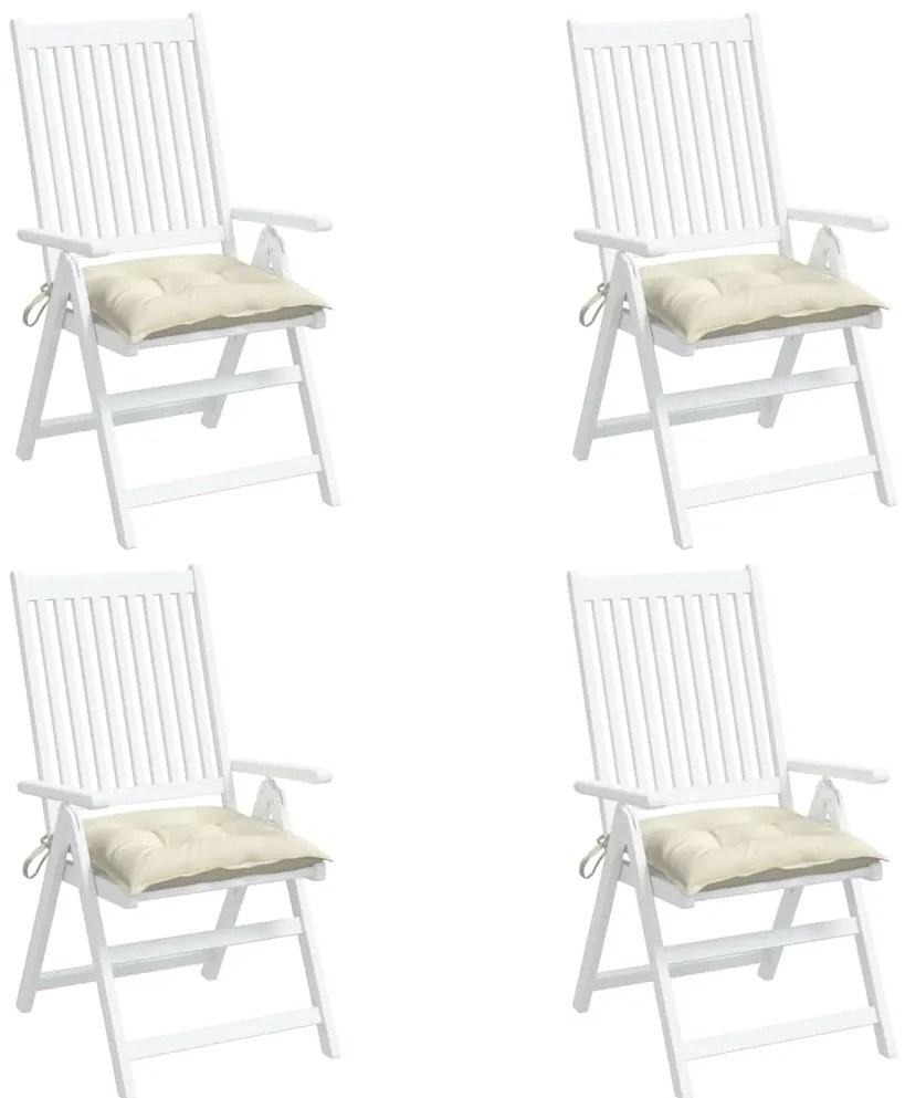 Almofadões de cadeira 4 pcs 40x40x7cm tecido oxford branco nata