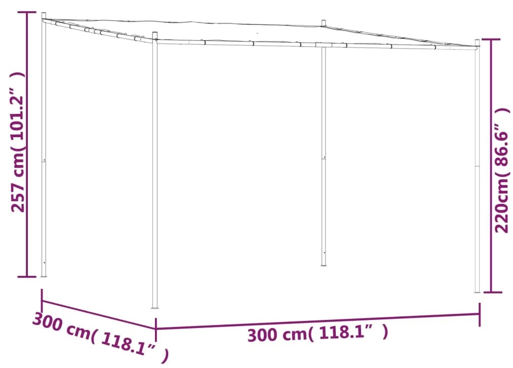 Gazebo 3x3 m 180 g/m² tecido e aço bege