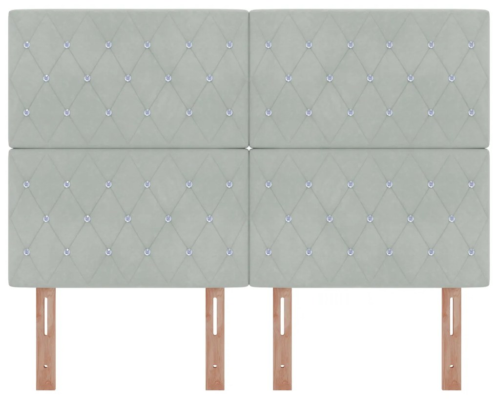 Cabeceira com Botão de Cristal Tufted Cinza Claro 160 cm Veludo