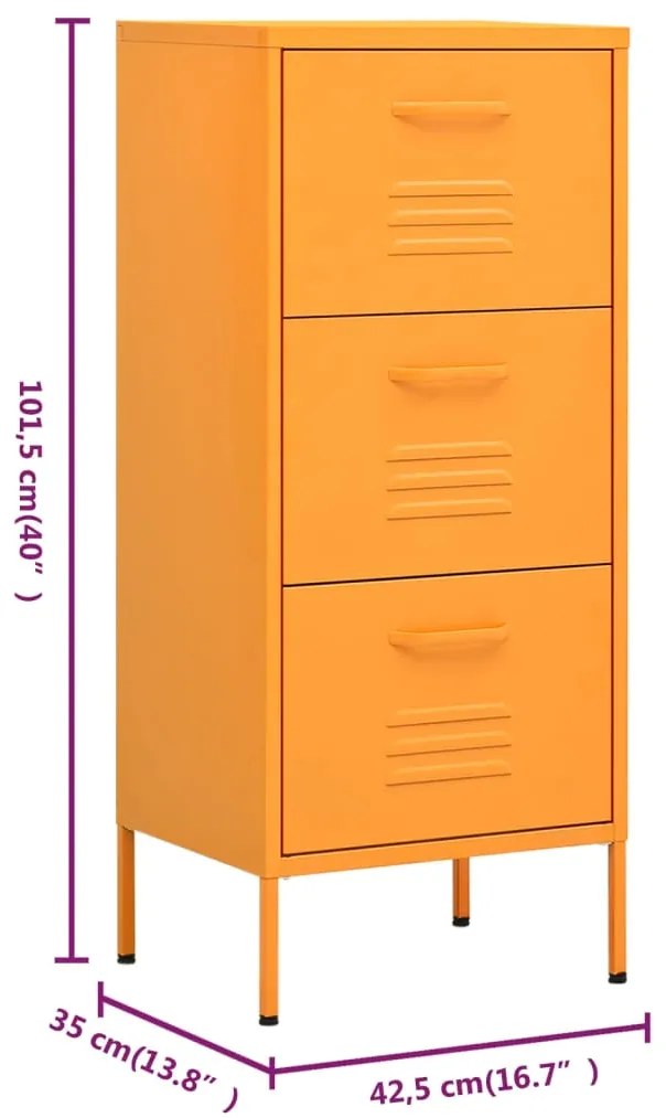 Armário de arrumação aço 42,5x35x101,5 cm amarelo mostarda