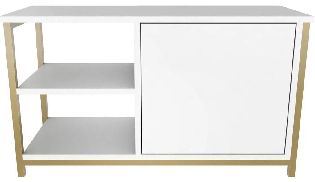 Móvel TV Muskegon – Dourado e Branco – 89,6 x 35,3 x 50,8 cm