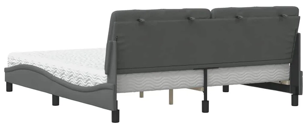 Cama com colchão 180x200 cm tecido cinzento-escuro