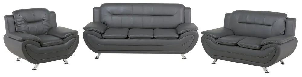 Conjunto de sofás com 6 lugares em pele sintética cinzenta LEIRA Beliani