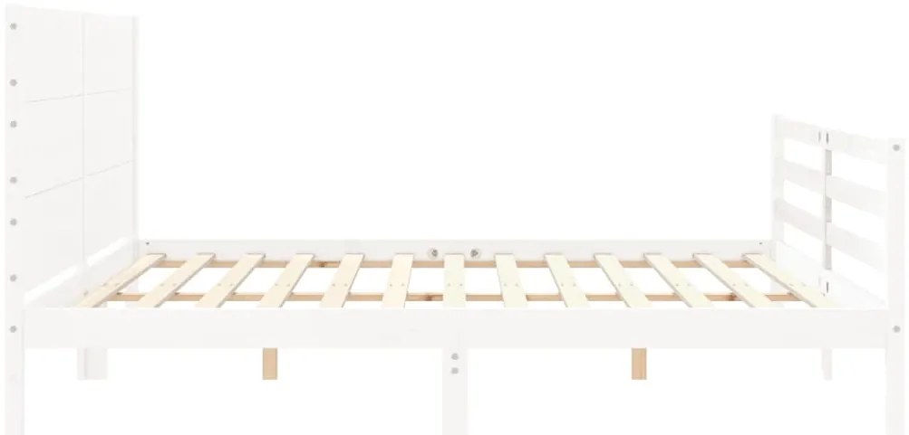 Estrutura de cama com cabeceira 200x200cm madeira maciça branco