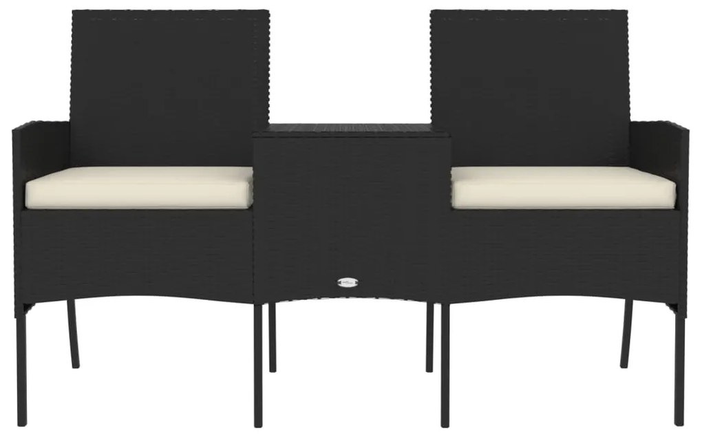 Banco de jardim de 2 lugares c/ mesa de centro vime PE preto