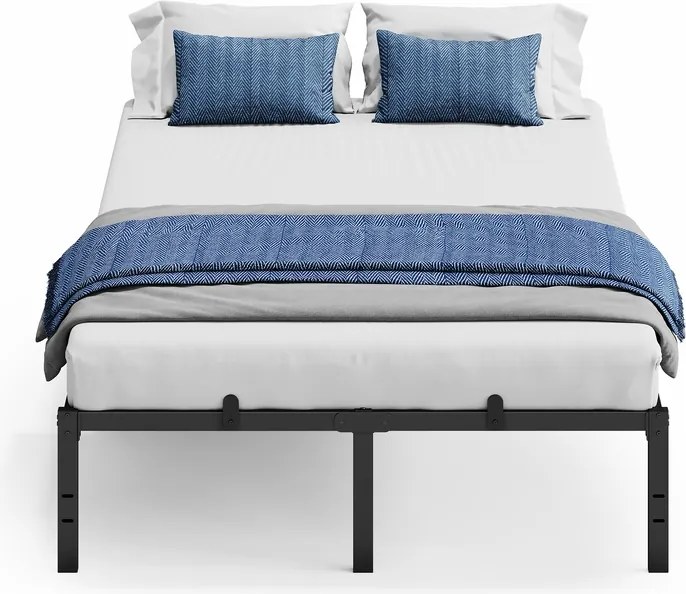 Estrutura de cama em metal 200 x 140 x 40,6 cm (COLCHÃO NÃO INCLUIDO) com espaço de arrumação e design moderno Preta