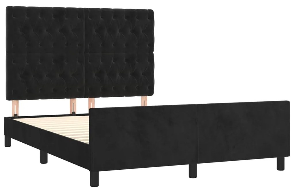 Estrutura de cama c/ cabeceira 140x200 cm veludo preto