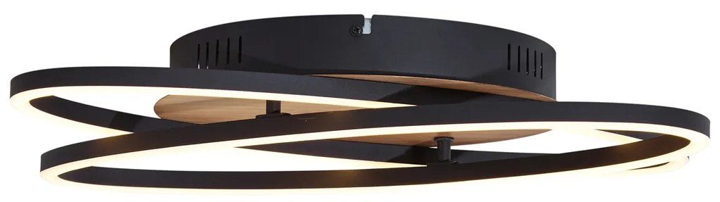 Plafon Preto com Madeira de Nogueira Incl. LED Regulável em 3 Níveis 2-Luzes - Kane Moderno
