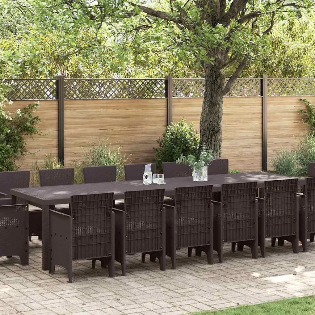 vidaXL Conjunto de Jantar de Jardim 15 pcs Castanho Para 14 Pessoas