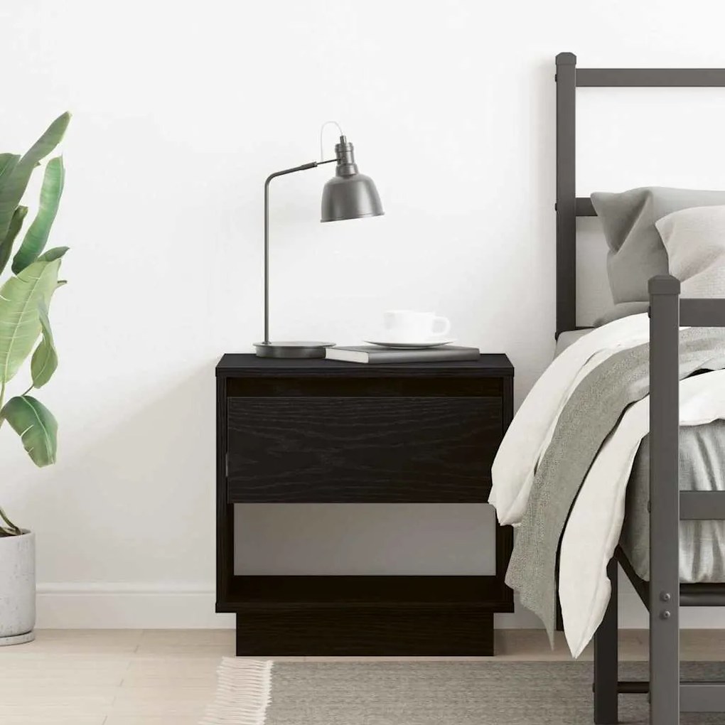 Cômoda de Cabeceira vidaXL Preto Carvalho 45x34x48 cm Madeira de Engen