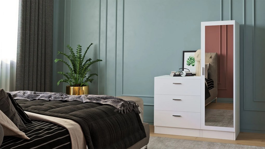 Armário Multiusos CC6 – Branco – Gavetas: 60x72x47 cm, Armário: 40x140