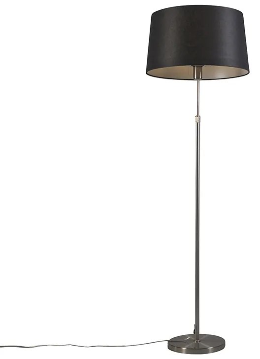 Candeeiro de pé em aço com abajur preto 45 cm ajustável - Parte Design,Moderno