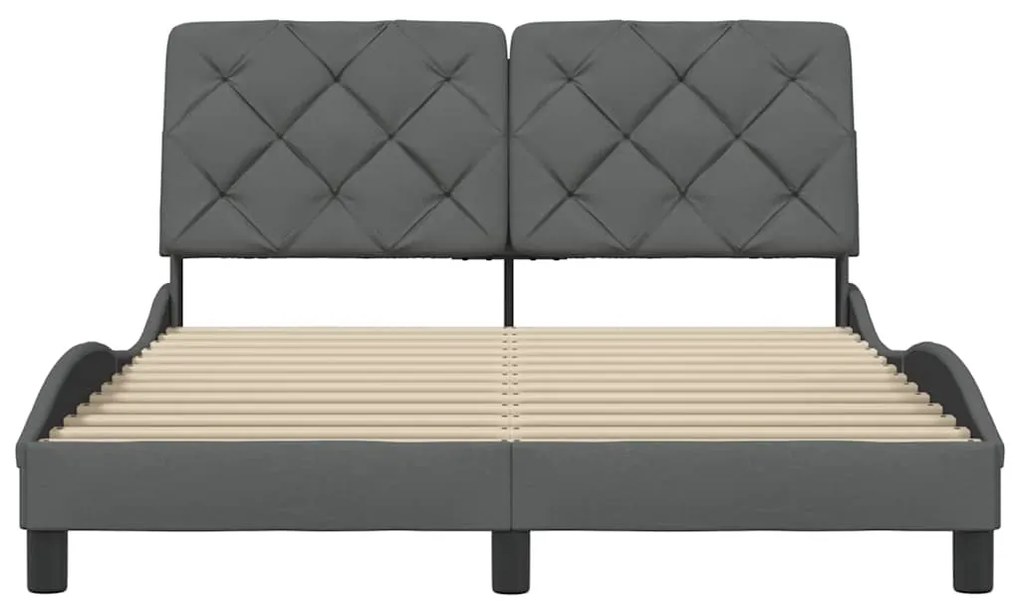 Estrutura de cama sem colchão 140x200 cm tecido cinzento-escuro
