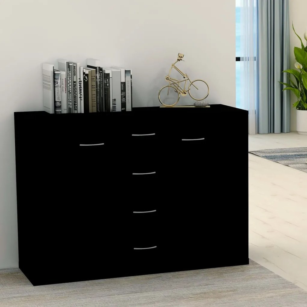 800685 vidaXL Aparador 88x30x65 cm contraplacado preto