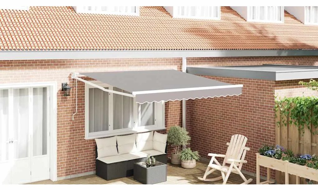 vidaXL Toldo Retrátil Cinzento-claro 350 x 250 cm Poliéster e Alumínio