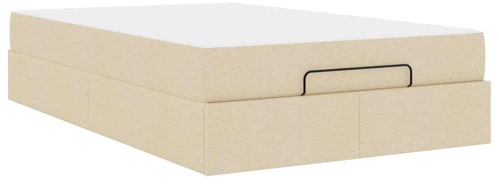 vidaXL Estrutura de cama com colchão com colchão 2 pcs Creme tecido