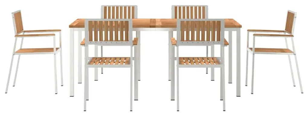 Conjunto de Jantar para o Jardim vidaXL de 7 Peças em Madeira Sólida d