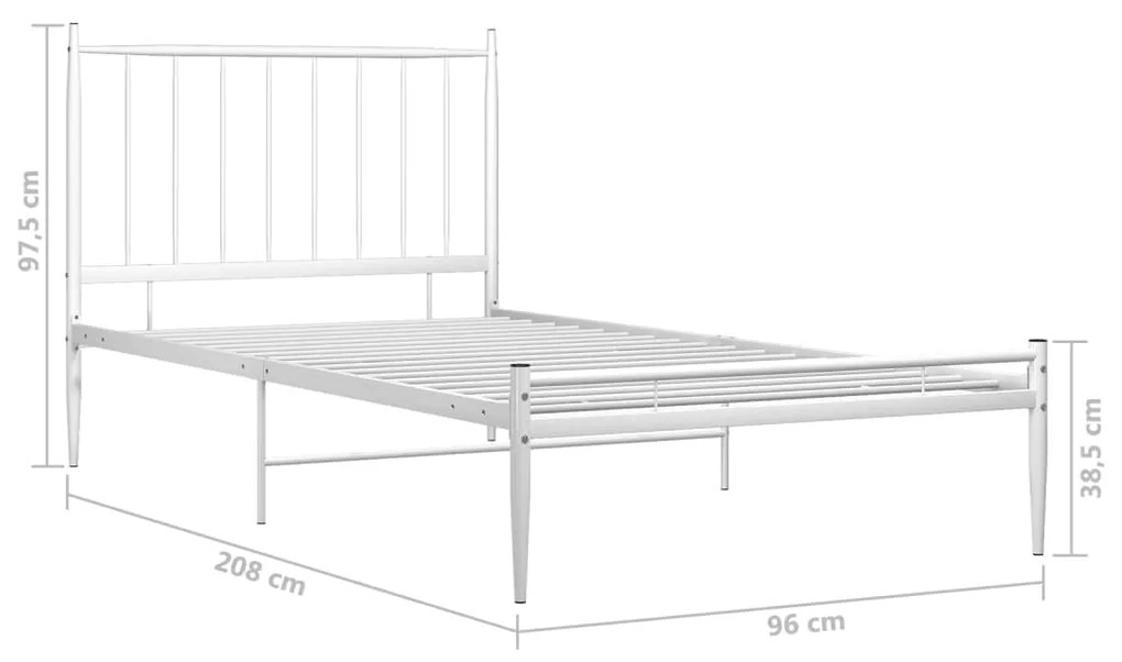 Estrutura de Cama Form em Metal Branco - 90x200 cm - Design Industrial