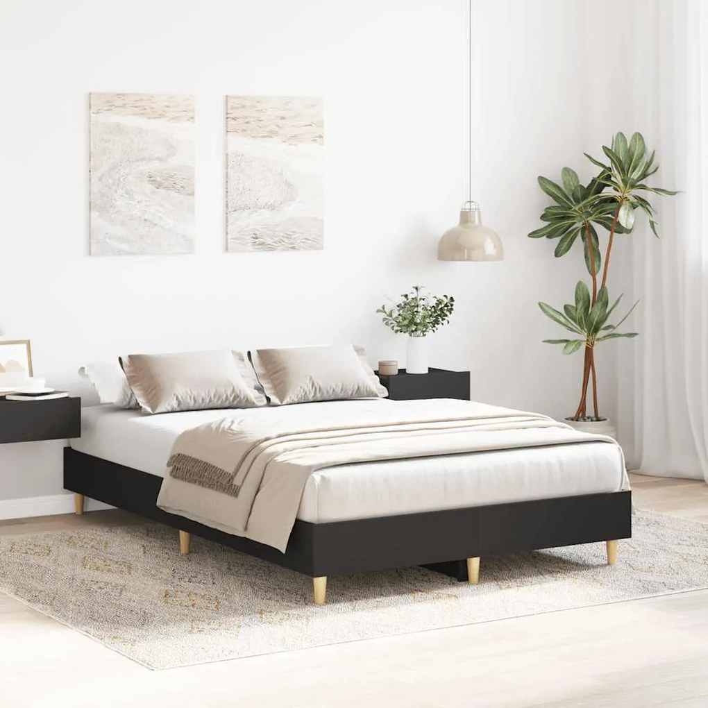 Estrutura de cama sem colchão 140x190 cm preto