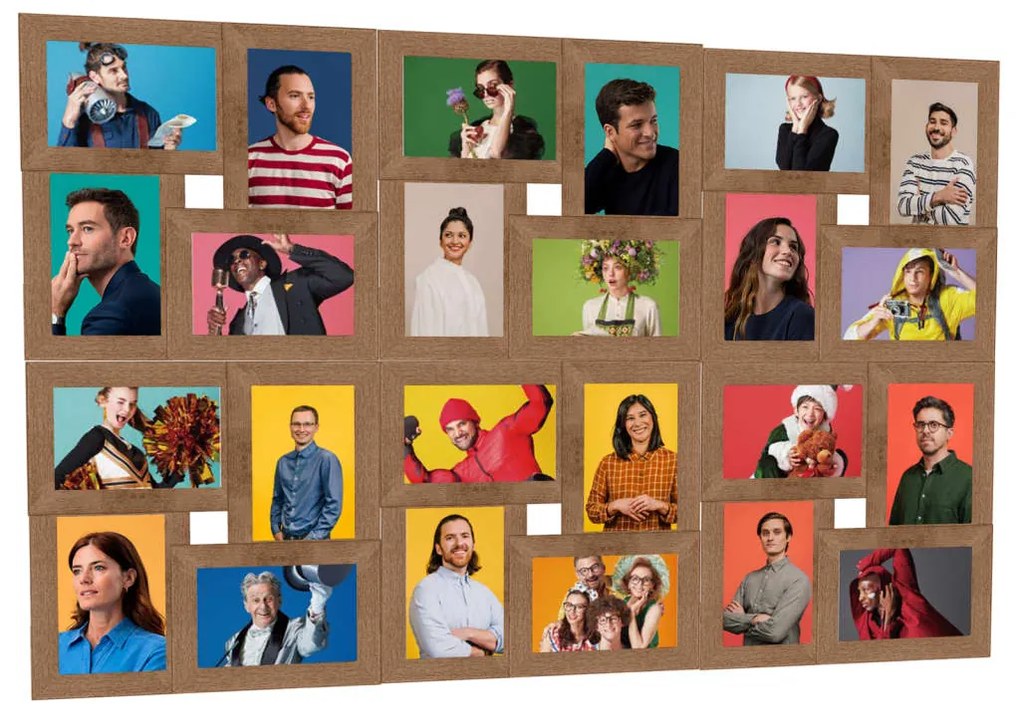 Moldura para 24 (13x18 cm) fotografias MDF castanho-claro