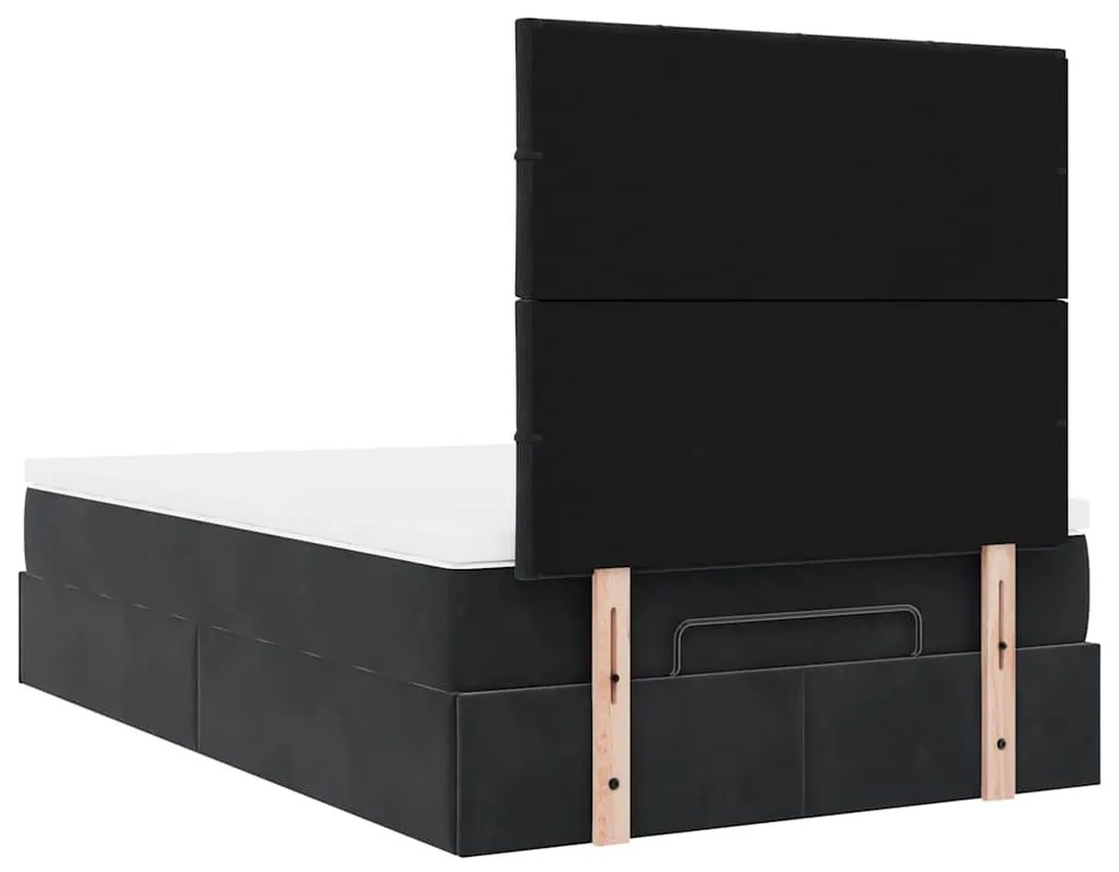 Estrutura de cama otomana com colchões 120x200 cm veludo preto