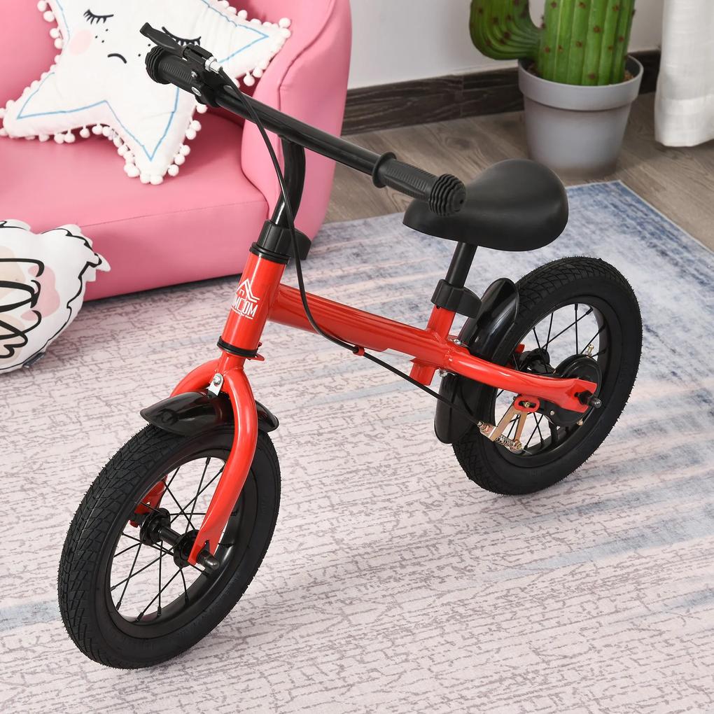 HOMCOM Bicicleta de equilibrio para crianças acima de 3 anos ajustável com rodas de borracha 86x43x60 vermelho