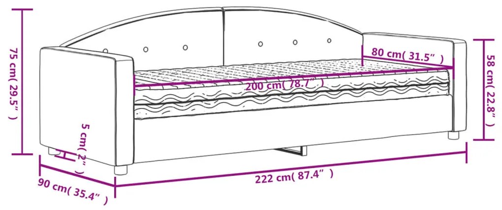 Sofá-cama com colchão 80x200 cm veludo rosa