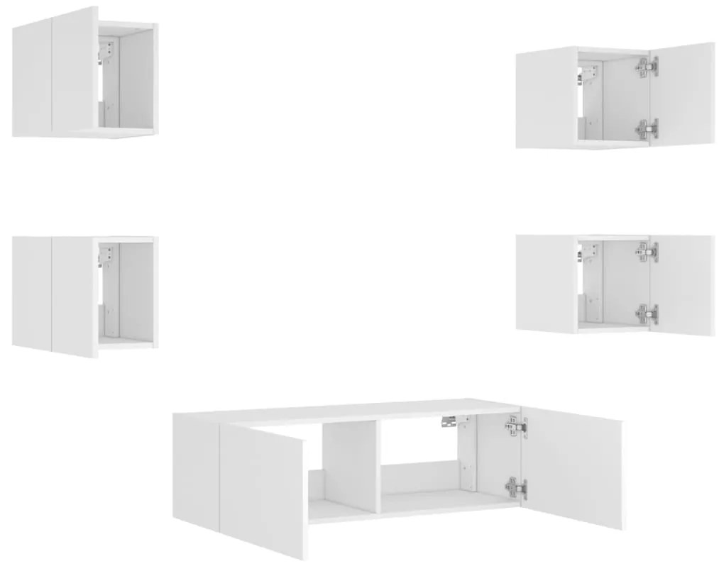 5 pcs móveis de parede para TV com luzes LED branco