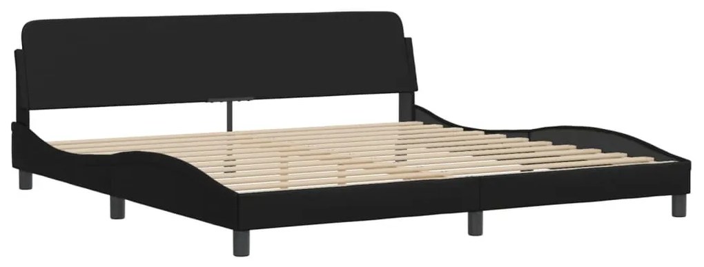 Estrutura cama c/ cabeceira 200x200 cm couro artificial preto