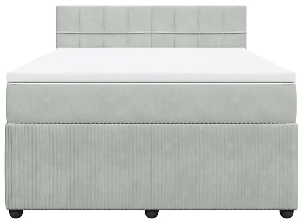 Cama com molas/colchão 140x200 cm veludo cinzento-claro