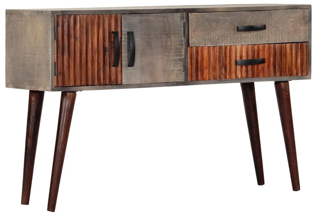 vidaXL Mesa consola 120x35x75 cm mangueira áspera maciça cinzento
