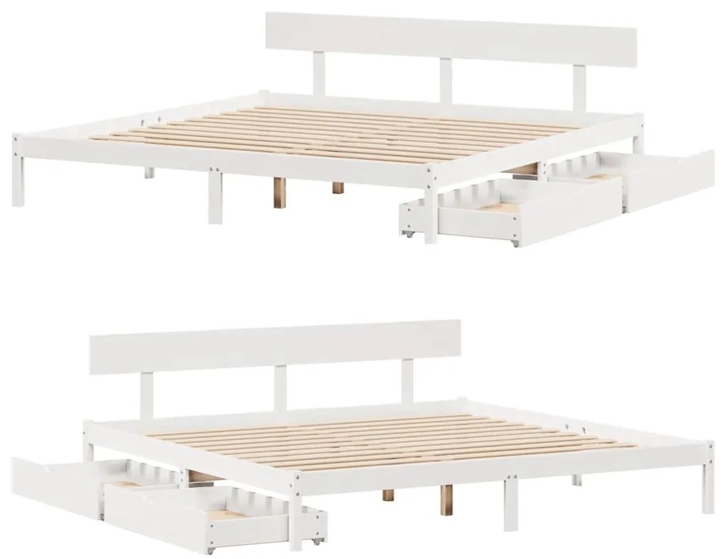 Cama sem colchão 180x200 cm madeira de pinho maciça branco