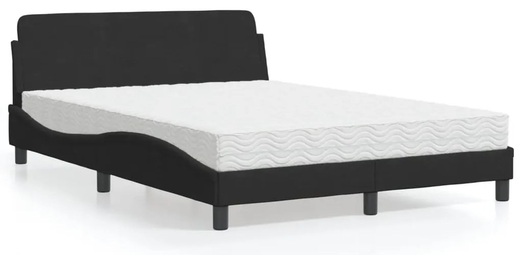 vidaXL Cama com colchão Dover 140x190 cm veludo preto