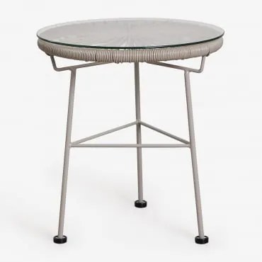 Mesa Auxiliar Redonda Ø45 Cm Em Aço E Rattan Sintético Acapulco Moka Brown - Sklum