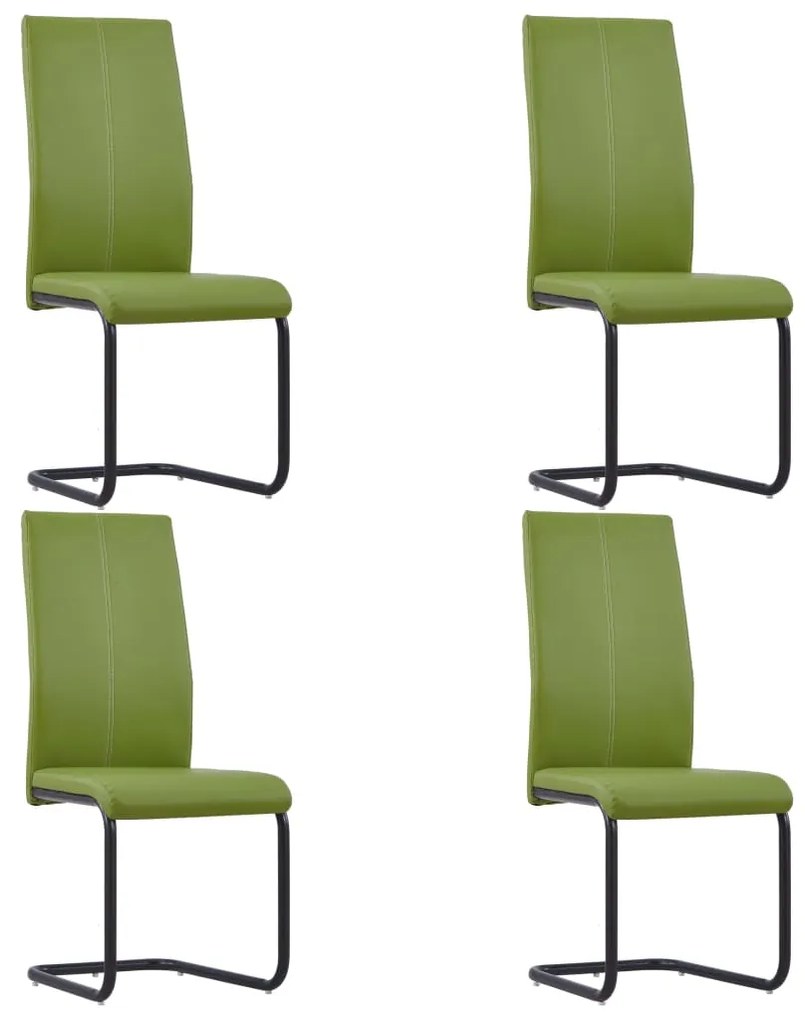 vidaXL Cadeiras de jantar cantilever 4 pcs couro artificial verde