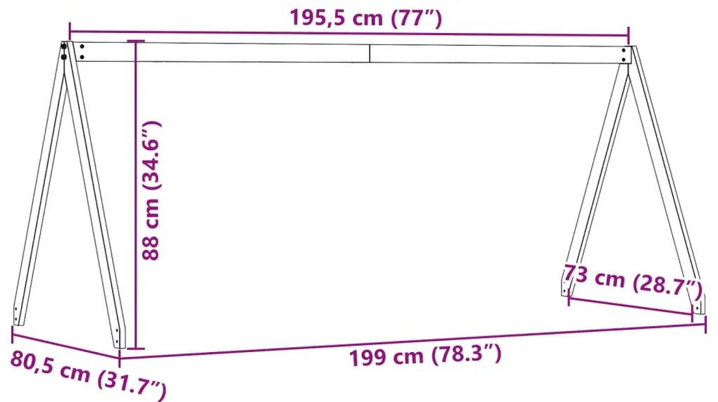 Telhado de cama infantil 203x80,5x142 cm pinho maciço branco