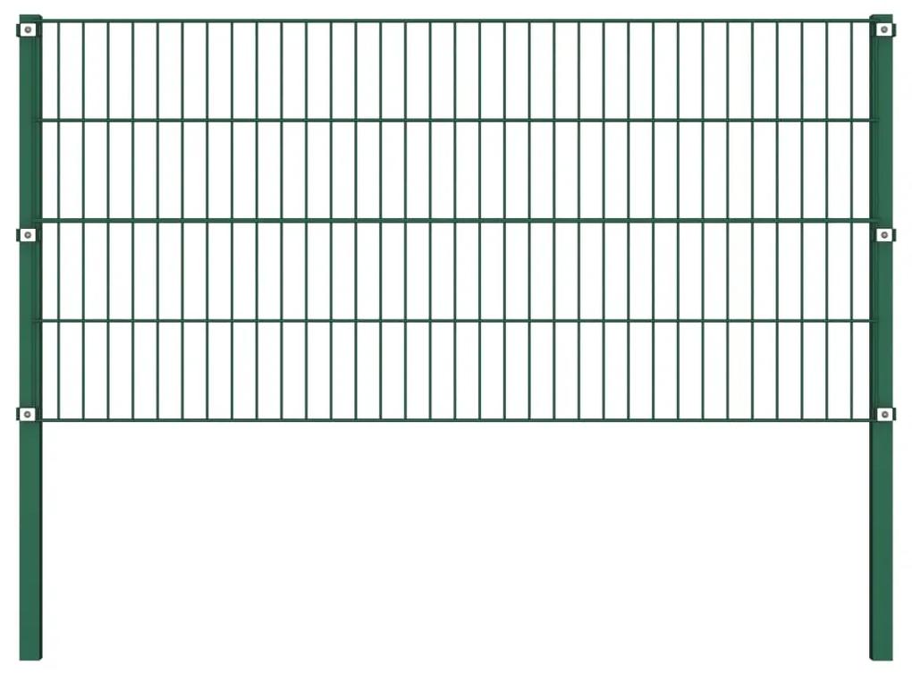 Painel de vedação com postes ferro 13,6x0,8 m verde