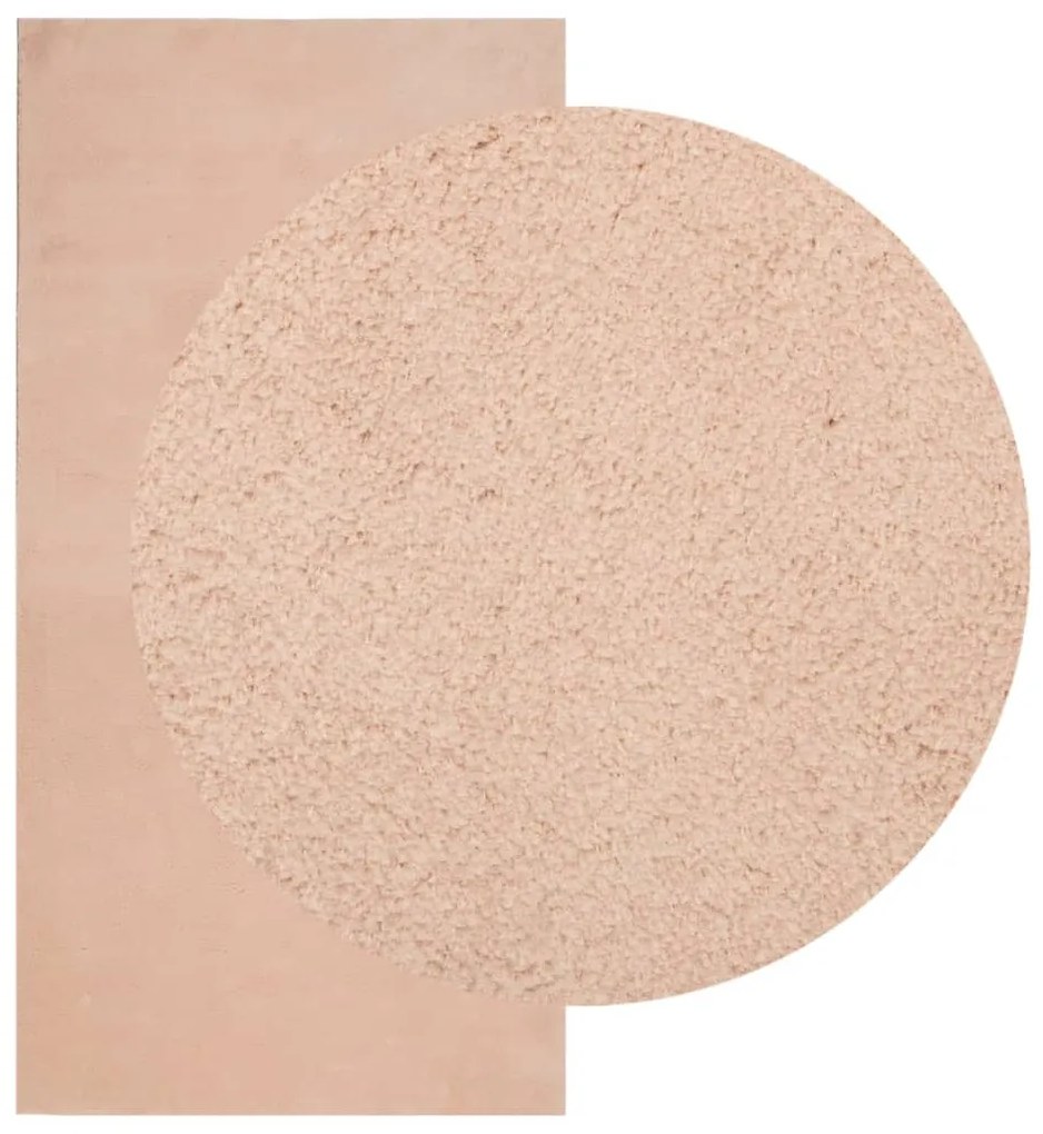 Tapete pelo curto macio e lavável HUARTE 100x200 cm rosa-pálido