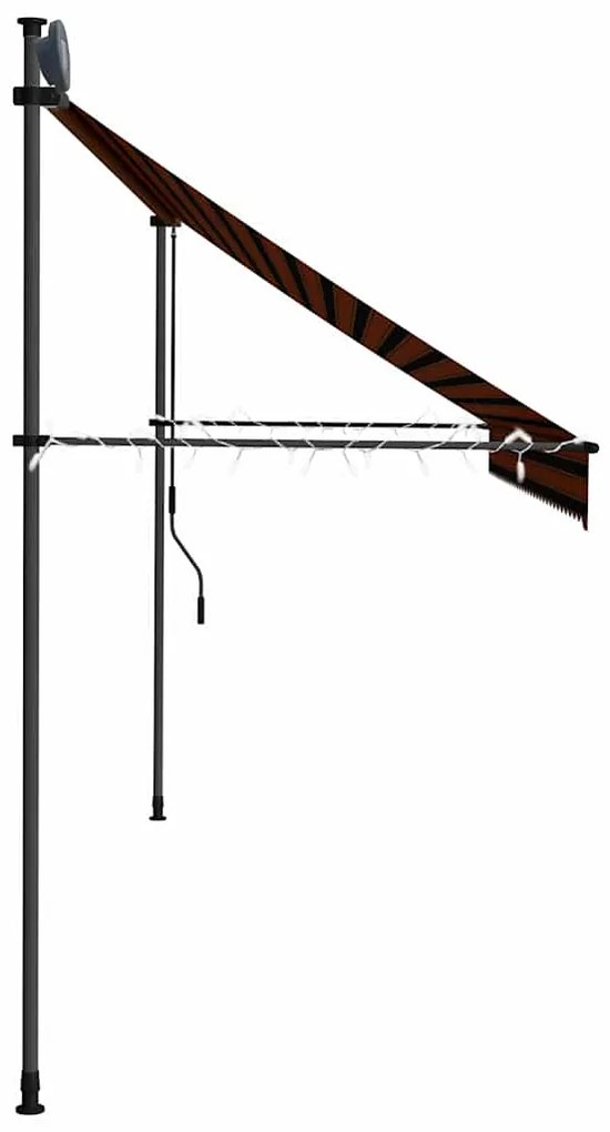 Toldo retrátil manual com LED 350 cm laranja e castanho