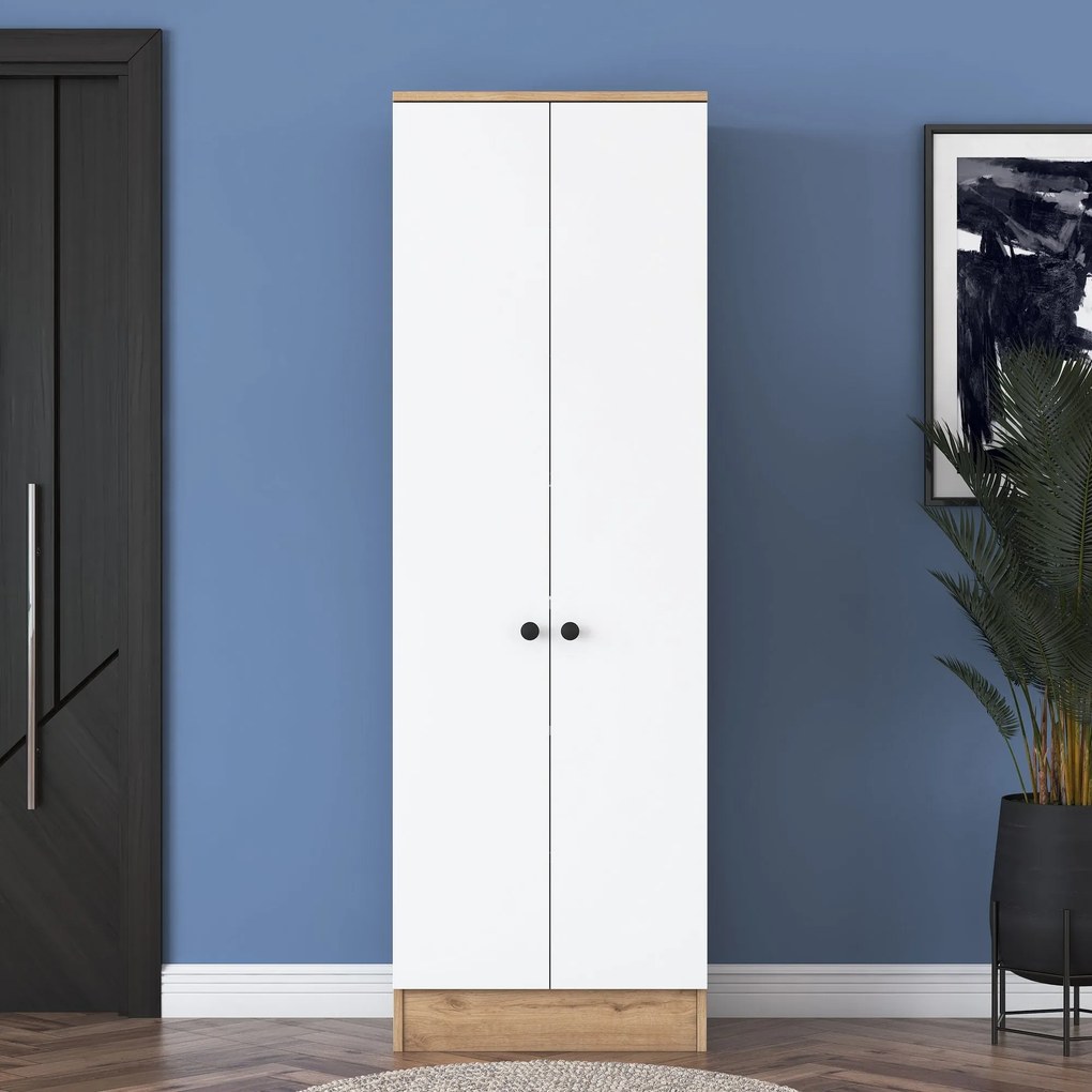 Roupeiro P6 – Nogueira e Branco – 59,8x182,8x37,5 cm